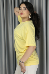 Kadın Modal Kumaş  Full Likra T-Shirt L - sarı