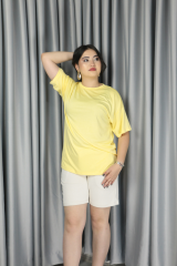 Kadın Modal Kumaş  Full Likra T-Shirt XL - sarı