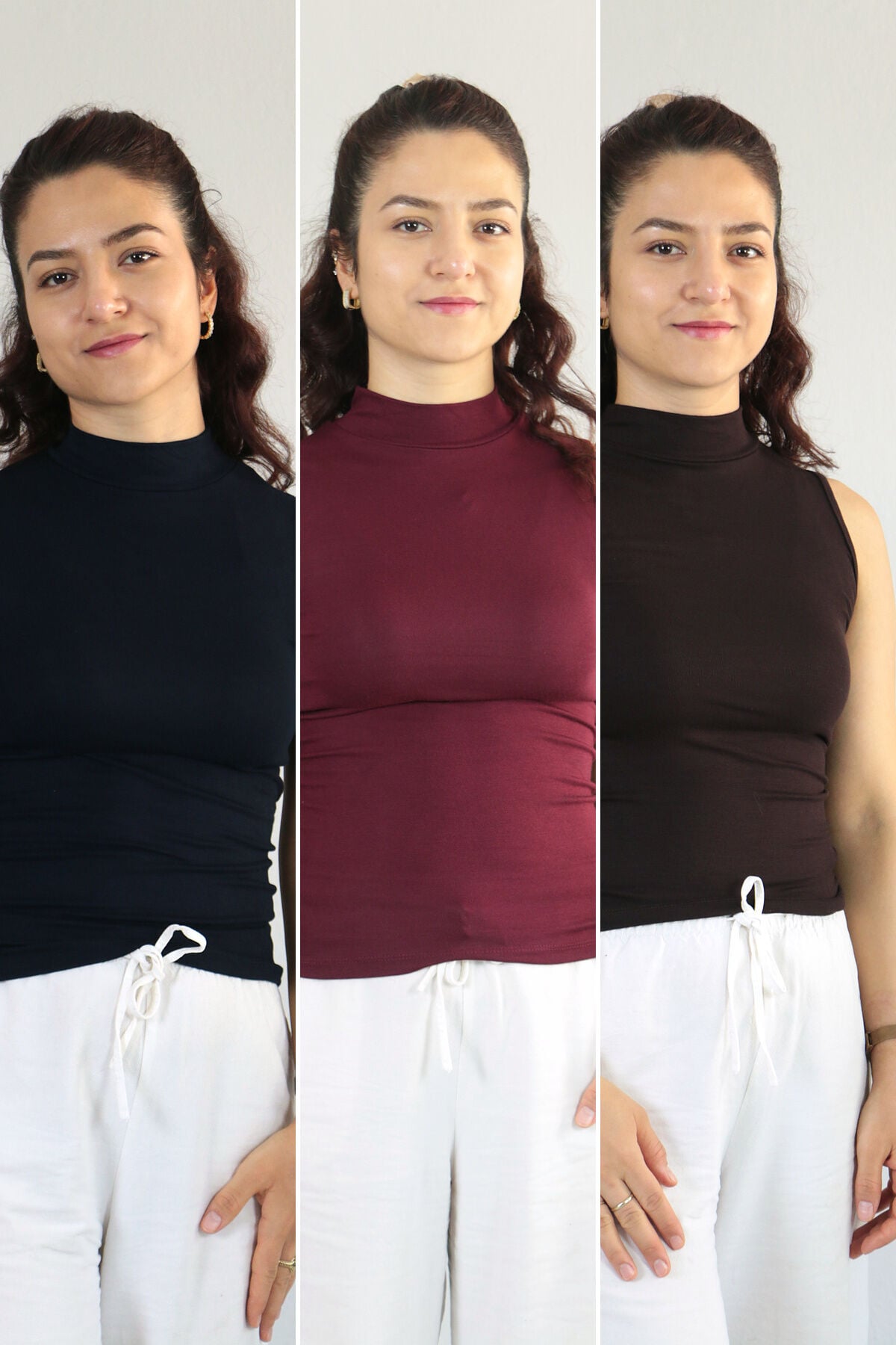 Anti Alerjik Pamuklu Full Likralı Sıfır Kol Balıkçı Yaka Body XL - laci-bordo-kahve