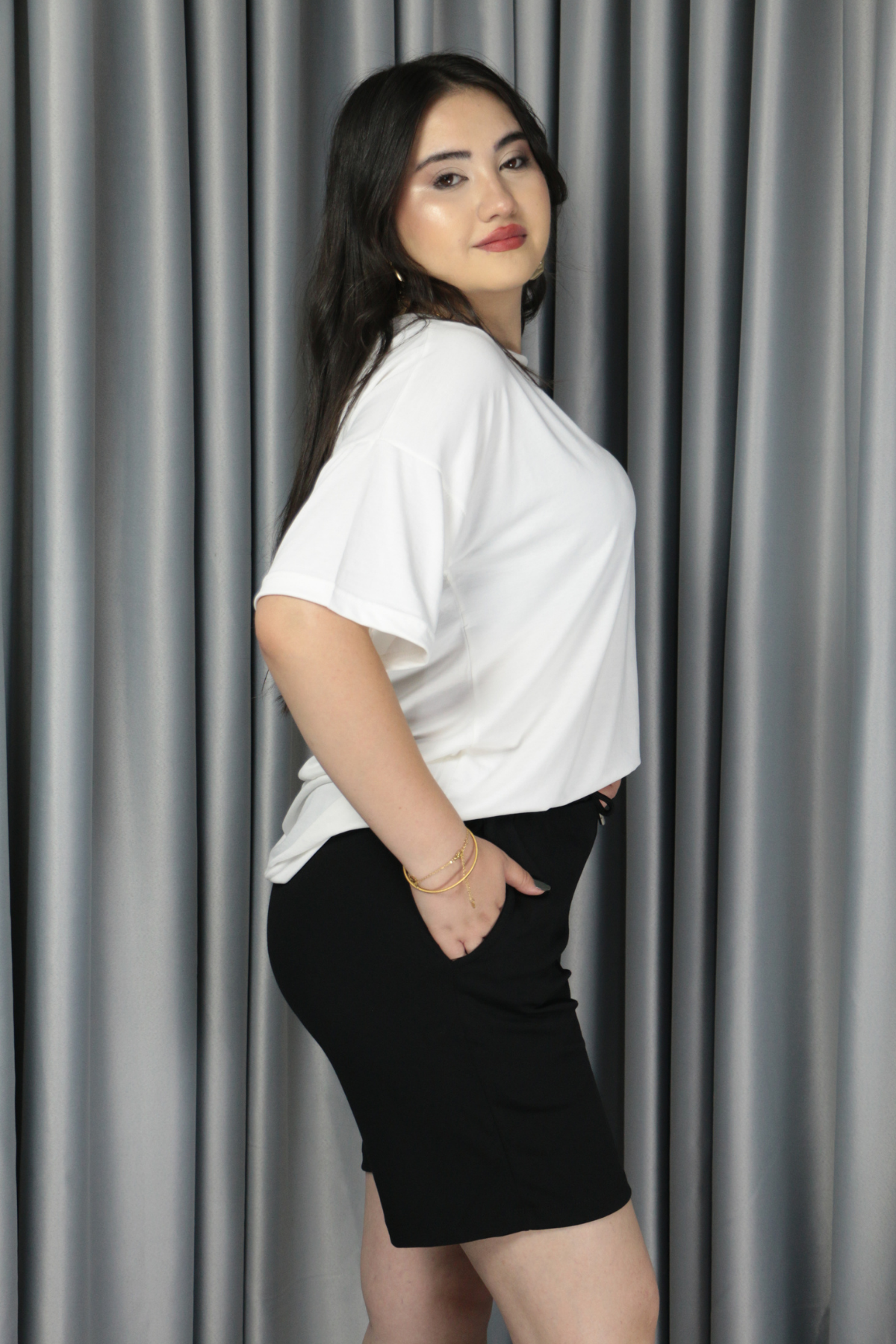 Kadın Modal Kumaş Belden Bağlamalı Full Likralı Şort XL - siyah