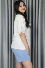 Kadın Modal Kumaş Belden Bağlamalı Full Likralı Şort XL - buz mavisi