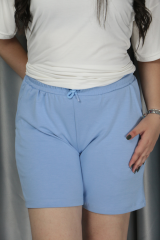 Kadın Modal Kumaş Belden Bağlamalı Full Likralı Şort XL - buz mavisi