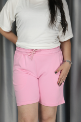 Kadın Modal Kumaş Belden Bağlamalı Full Likralı Şort XL - pembe