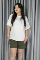 Kadın Modal Kumaş Belden Bağlamalı Full Likralı Şort XL - haki