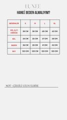 Kadın Çizgili Desen Burgu Kumaş Uzun Kollu Elbise M - beyaz