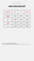 Kadın Halter Yaka Leopar Desenli Mikro Kumaş Kahve Bluz S-M