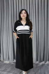 Kadın Modal Kumaş Şerit Ve Fermuar Detaylı Acı Kahve Elbise L