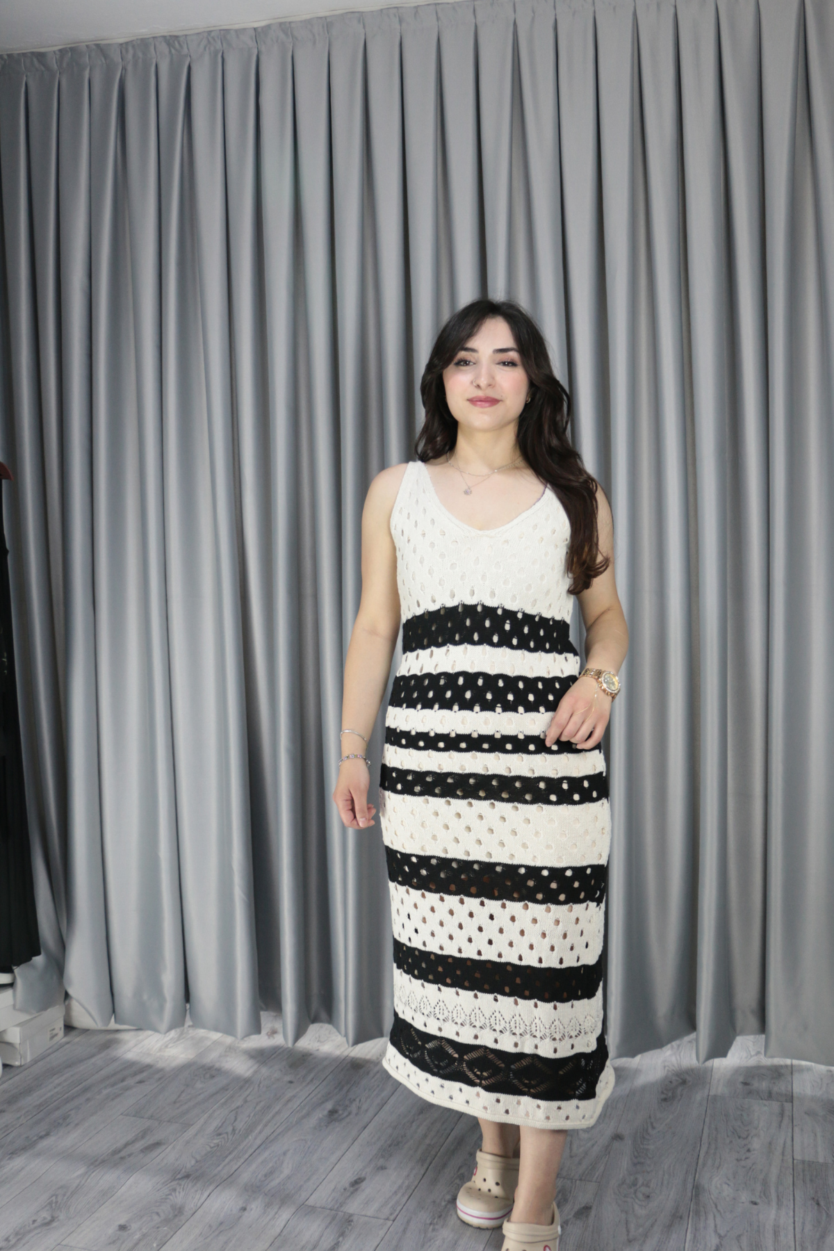 Kadın Triko Astarlı Plaj Yazlık Elbise Standart