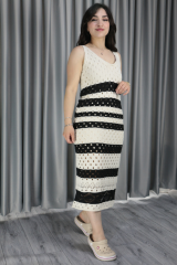 Kadın Triko Astarlı Plaj Yazlık Elbise Standart