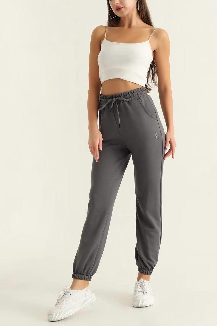 Kadın OYS Model Jogger Paçası Lastikli Eşofman Modal Kumaş Füme Eşofman L