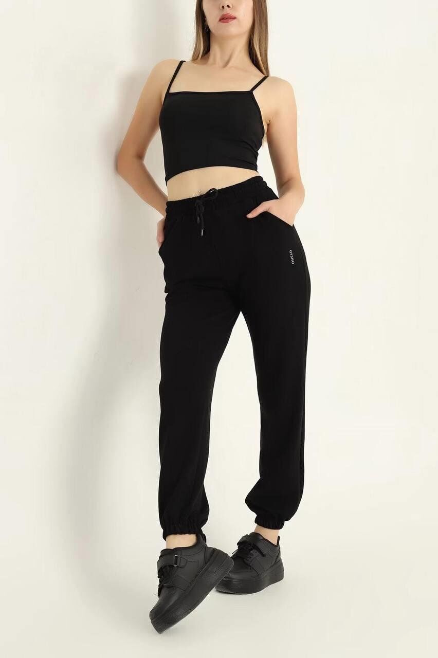 Kadın OYS Model Jogger Paçası Lastikli Eşofman Modal Kumaş Siyah Eşofman S