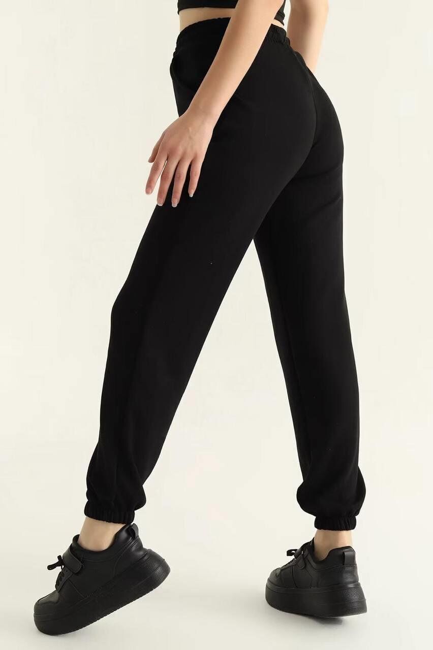 Kadın OYS Model Jogger Paçası Lastikli Eşofman Modal Kumaş Siyah Eşofman 2XL