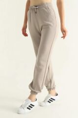 Kadın OYS Model Jogger Paçası Lastikli Eşofman Modal Kumaş Bej Eşofman L