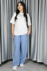 Kadın Bol Paça Premium Kaite Yazlık Pantolon S