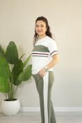 Modal Kumaş Şerit Detay Premium Kalite Alt Üst Kadın Takım S - haki