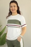 Modal Kumaş Şerit Detay Premium Kalite Alt Üst Kadın Takım S - haki