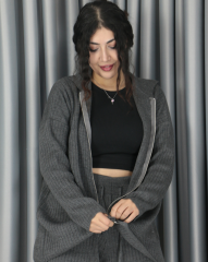 Yumuşak dokulu oversize standart triko takım Standart - antrasit