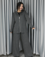 Yumuşak dokulu oversize standart triko takım Standart - antrasit