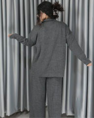 Yumuşak dokulu oversize standart triko takım Standart - antrasit