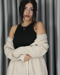 Yumuşak dokulu oversize standart triko takım Standart - krem