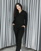 Modal dökümlü yumuşak dokulu polo yaka takım M - siyah