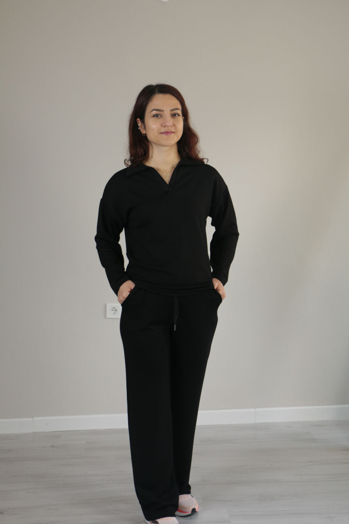 Modal dökümlü yumuşak dokulu polo yaka takım XL - siyah