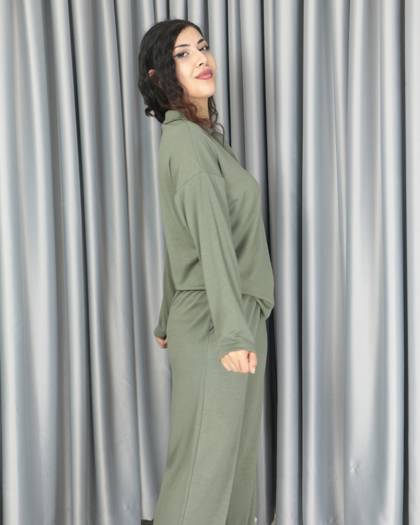 Modal dökümlü yumuşak dokulu polo yaka takım XL - haki