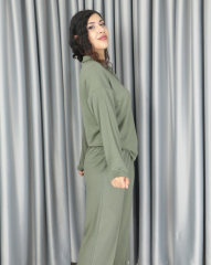 Modal dökümlü yumuşak dokulu polo yaka takım XL - haki