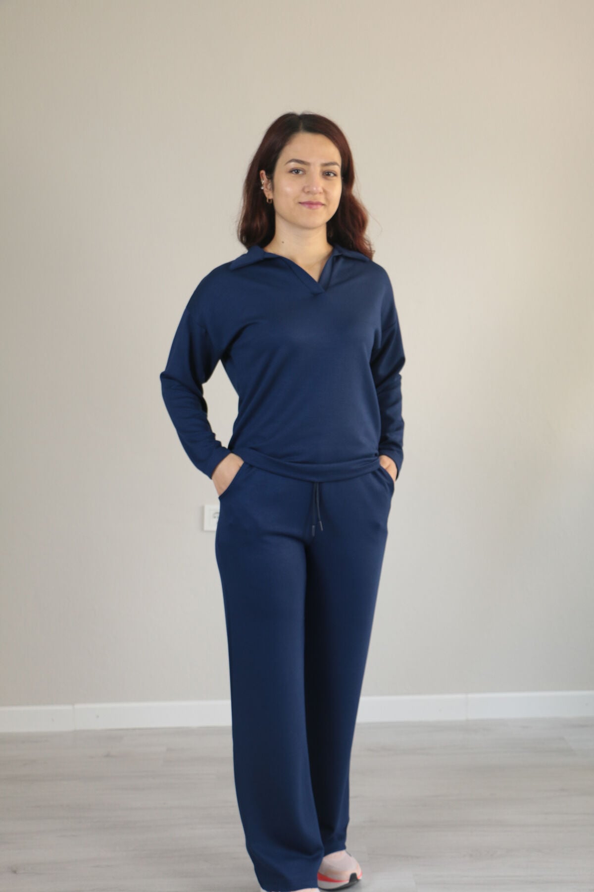Modal dökümlü yumuşak dokulu polo yaka takım XL - lacivert