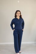 Modal dökümlü yumuşak dokulu polo yaka takım XL - lacivert