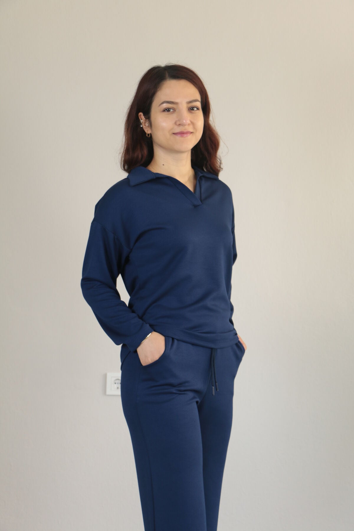 Modal dökümlü yumuşak dokulu polo yaka takım XL - lacivert