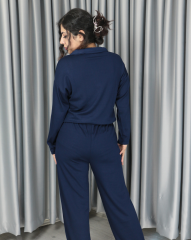 Modal dökümlü yumuşak dokulu polo yaka takım XL - lacivert