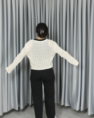 Triko ajurlu standart hırka Standart - Önden Düğmeli