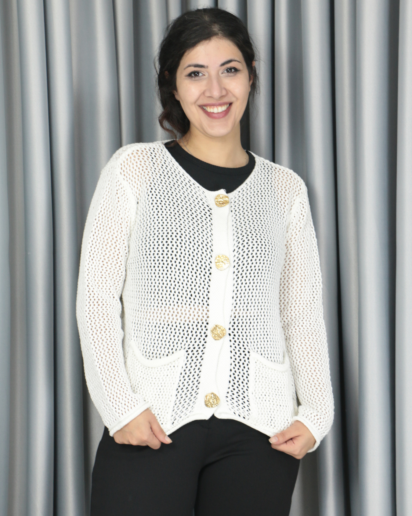 Triko ajurlu standart hırka Standart - Cepli Model