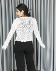 Triko ajurlu standart hırka Standart - Önden Bağlamalı Model