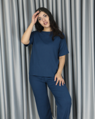 Bürümcük kumaş kısa kollu yazlık takım M - lacivert