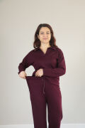 Modal dökümlü yumuşak dokulu polo yaka takım XL - bordo