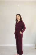 Modal dökümlü yumuşak dokulu polo yaka takım XL - bordo