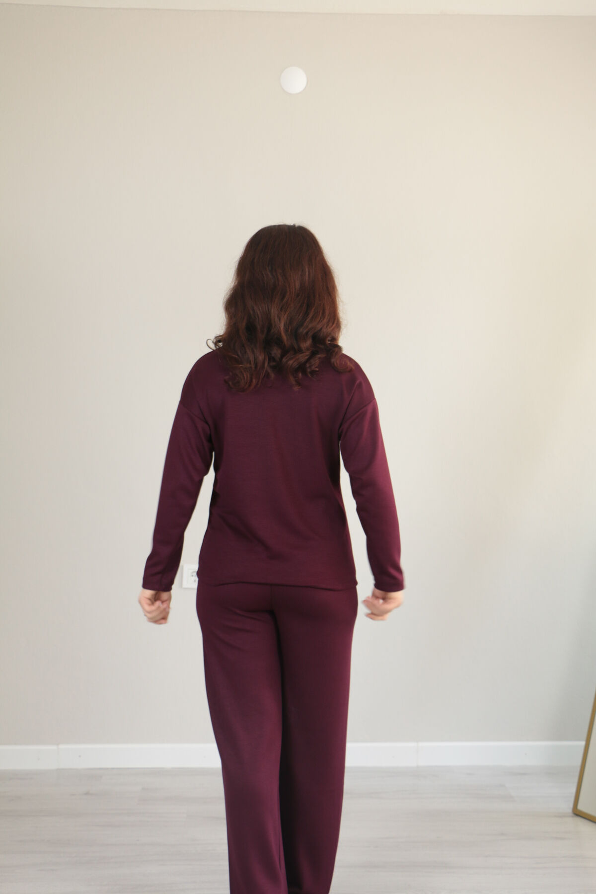 Modal dökümlü yumuşak dokulu polo yaka takım XL - bordo