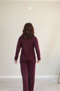Modal dökümlü yumuşak dokulu polo yaka takım XL - bordo