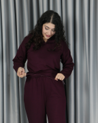 Modal dökümlü yumuşak dokulu polo yaka standart takım XL - bordo