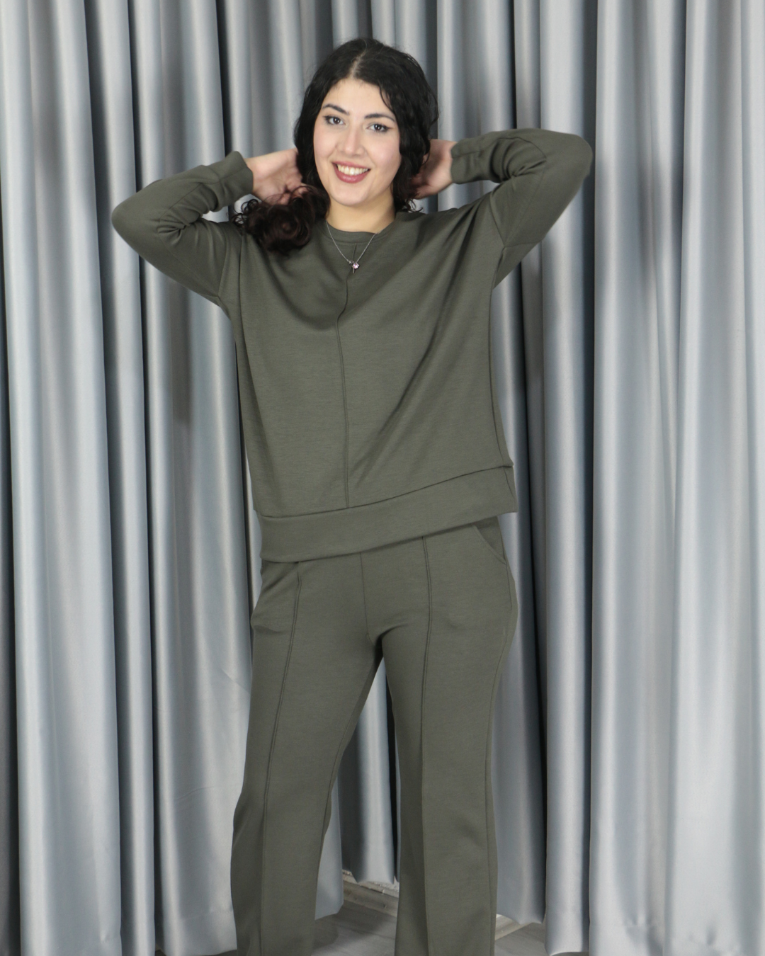 Yumuşak Dokulu Modal Kumaş Alt Üst Çıma Detay Alt Üst Takım S - haki