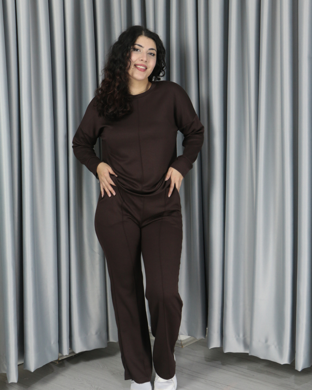 Yumuşak Dokulu Modal Kumaş Alt Üst Çıma Detay Alt Üst Takım M - acı kahve