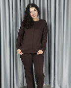 Yumuşak Dokulu Modal Kumaş Alt Üst Çıma Detay Alt Üst Takım M - acı kahve