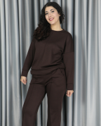 Yumuşak Dokulu Modal Kumaş Alt Üst Çıma Detay Alt Üst Takım M - acı kahve