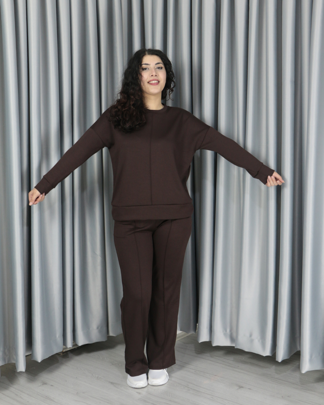 Yumuşak Dokulu Modal Kumaş Alt Üst Çıma Detay Alt Üst Takım S - acı kahve