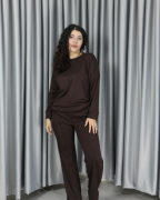 Yumuşak Dokulu Modal Kumaş Alt Üst Çıma Detay Alt Üst Takım S - acı kahve