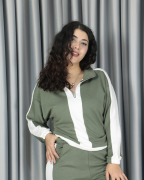 Modal Kumaş Şerit ve Fermuar Detaylı Alt Üst Takım S - haki