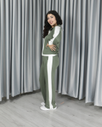 Modal Kumaş Şerit ve Fermuar Detaylı Alt Üst Takım S - haki