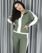 Modal Kumaş Şerit ve Fermuar Detaylı Alt Üst Takım L - haki